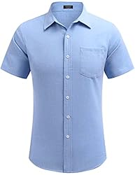 COOFANDY Men's Linen Shirt Textured Designer