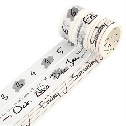 CJHKJD Masking Tape Random Color 12 pcs Watercolor Number/Week/Month Decoration washi Tape DIY Planner Scrapbooking Masking Tape Kawaii Stationery