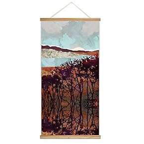 Wooden Framed Hanging Poster Nordic Style Nature Landscape Wall Picture Canvas Artwork for Home Decoration Ready to Hang - 18"x36"