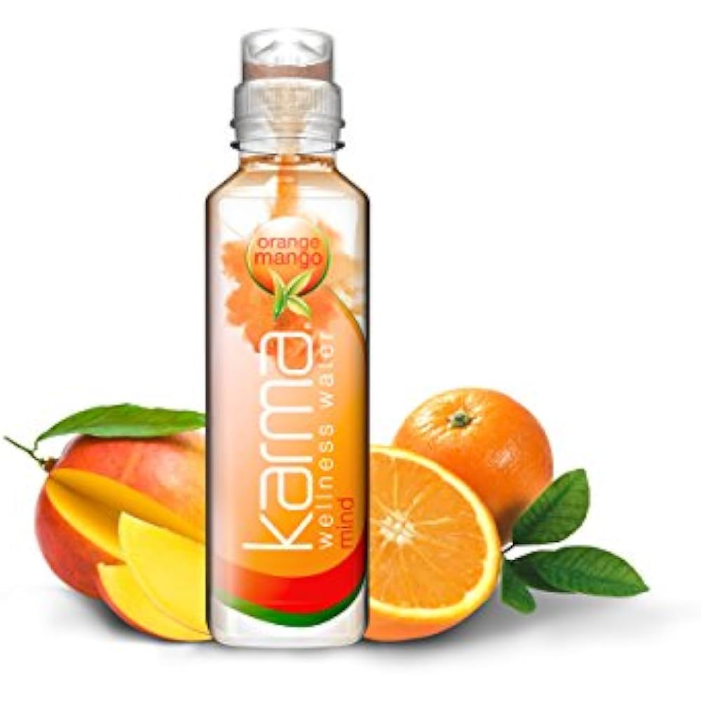 Karma Wellness Flavored Water, Orange Mango, 18 Oz (Pack Of 12