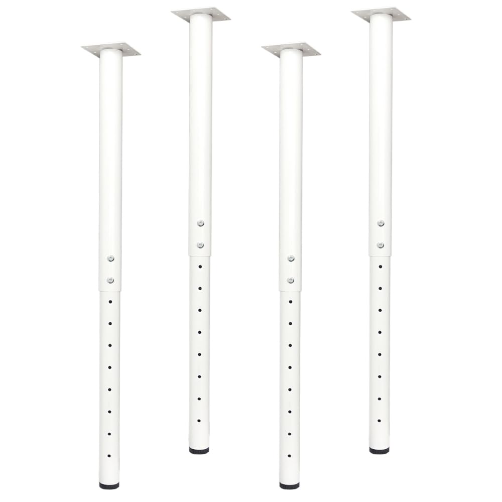 QLLY Adjustable Round Desk Leg, 60-100cm / 24-40 inch, Home Office DIY Metal Table Leg, (4, White) — image 1