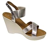 Top Moda CP-50 Women's platform wedge heel crossing band slingback ankle strap sandals