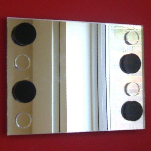Rectangle Mirror 50cm x 40cm with 4 Black Circle Mirrors and 4 Silver Circle Mirrors