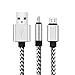 Micro USB Cable , COOME 3ft 6ft High Speed Nylon Braided USB 2.0 Sync Data Charging Charge Cord Wire for Samsung Android Smartphones Pack of 2 White