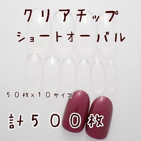 Amazon Dinaネイル クリアネイルチップ ショートオーバル ５０枚