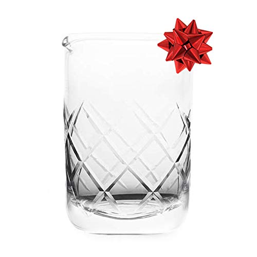 Cocktail Mixing Glass for Home Bar - Mixing Glass - Professional Bartender Tool for Cocktail Set Cocktail Party Supplies & Cocktail Kit Barware - Bar Accessories - Dishwasher Safe 18 oz Etched Glass