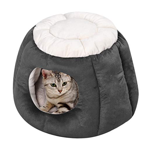 Cat Sleeping Bag, Inkach Pet Tent Bed for Small Dogs Nest Kennel Comfy House, Puppy Kitten Cave Bed Liner Soft Warm Nest Kennel Sleeping Mat Pad (S, Gray)