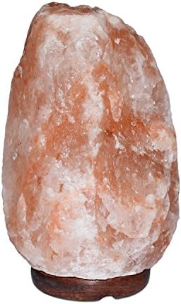 Himalayan Hand Carved Natural Salt Lamp Air Purifying with Neem Wood 6ft UL-Listed Cord Dimmer with Control Bulb 25 Watt (7 - 8 Inch) 7 - 8 lbs