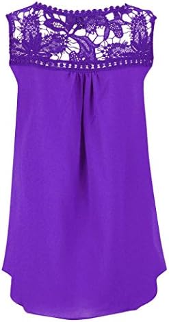 NOMENI Women Summer Lace Splice Chiffon Vest Top Sleeveless Blouse Tank Tops