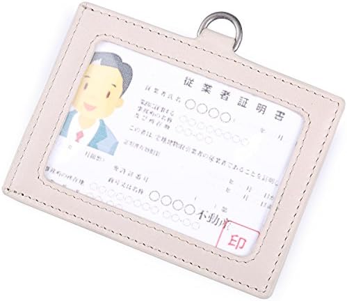 本革 社員証 メンズカードホルダー 学生パスケース 小銭入れ ファスナーあり 横型 Id