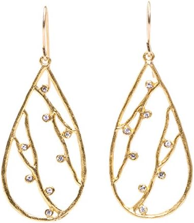 Intricate Branches Swarovski Crystal Teardrop Earrings (24k Gold-Plated) by Mercedes Shaffer