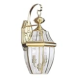 Sea Gull Lighting 8039-02 Lancaster Two-Light Outdoor Wall Lantern with Clear Curved Beveled Glass Panels, Polished Brass Finish