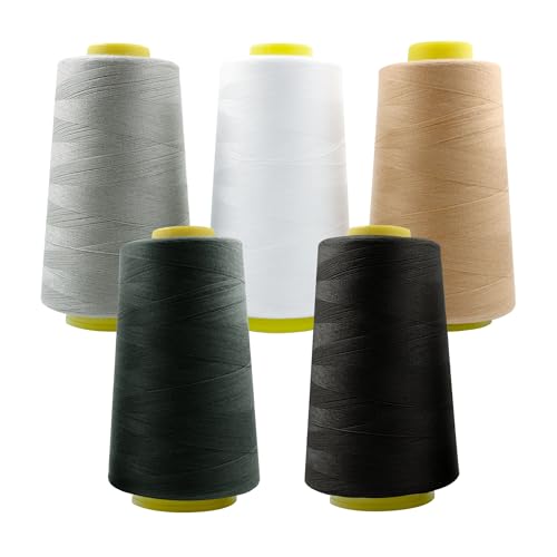 PSON 5 Color Polyester Sewing Thread Spools, 3000 Yard Thread for Sewing Machine, Hand Repair Works, Weaves, Craft at Amazon
