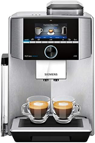 Siemens EQ.9 Plus Connect s500 TI9553X1RW – Machine à café automatique connectée avec écran tactile – Permet de préparer deux tasses simultanément – Mode Barista – Couleur : Inox