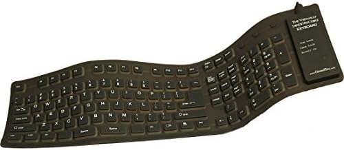 GrandTec FLX-2000 Virtually Indestructible Silicone Flexible Computer Keyboard, Black, USB, 109 Keys
