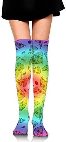 Knee High Socks Rainbow Pizza Women's Work Athletic Over Thigh High Long Stockings