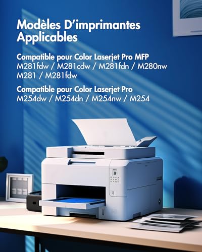 VIPGOOD 203A Toner Cartridges Compatible with HP 203A CF540A 203X Toner for LaserJet Pro MFP M281fdw M281fdn M280nw M254dw M254nw CF540A CF541A CF542A CF543A (Black Cyan Yellow Magenta, Pack of 4)