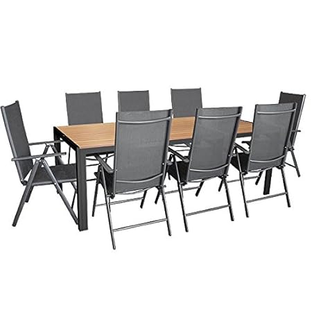 Amazon De 9tlg Gartengarnitur Aluminium Gartentisch Mit