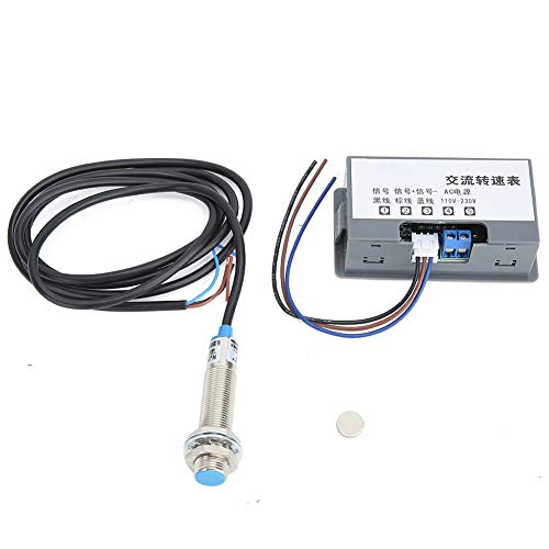 Digital Speed Meter 4-Digit Tube Display High Accuracy Tachometer with Electronic Hall Sensor for AC220V RPM Measurement Industrial Motor Speed Sensor