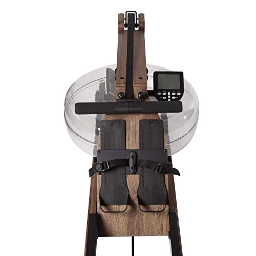 Incline Fit Wood Water Rowing Machine with Monitor, Walnut