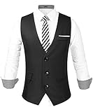 Hasuit Mens Formal V-neck Sleeveless Business Dress Suit Button Down Vests