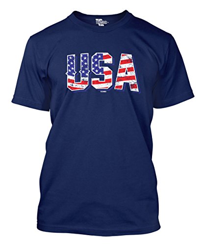 Usa american flag men s t-shirt (large, navy blue)