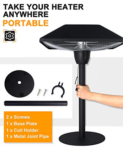 Star Patio Electric Patio Heater, Infrared Heaters, Tabletop Heater, Electric Outdoor Heaters, Portable Heater, Outdoor Space Heater, Classic Sandy Black, 1500W, STP1566-DT - Thumbnail 4