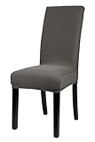 Homluxe Stretch Slipcovers Dining Room Chairs Covers Knit Spandex Fabric (2, Gray Knit)