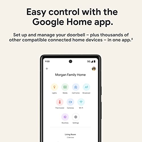Google Nest Doorbell (con cable, 2.ª generación) - Cámara con vídeo para timbre con cable - Cámara de seguridad con timbre - Nieve