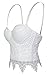 Charmian Women's Punk Goth Floral Lace Bustier Corset Party Bralet Crop Top Floral-White Medium