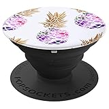 Flower Pineapple Purple Phone Popper PopSockets Grip and Stand for Phones and Tablets