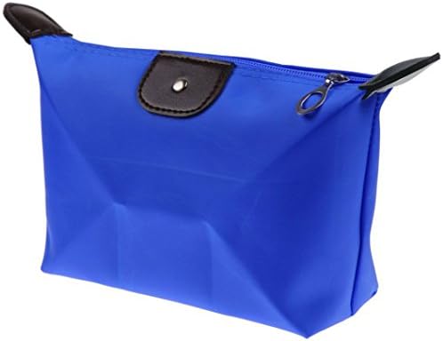 KiraShan - Small Nylon Zipper Cosmetic Travel Bag Case Organizer Storage Hand Bag - Great for Travel Gym School Supplies Home Make Up Crafts (Dark Blue)