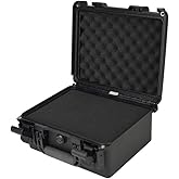 AxiGear 14in-16in-17in Heavy Duty Hard Case with DIY Customizable Foam Insert (Case, Black, 14.3 x 12.2 x 6.9in)