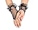 JISEN Woman Banquet Party Performance Fingerless Black Bow Sexy Lace Bridal Gloves 7