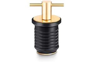 Gaderth Drain Plug, 3/4-inch, 1-inch or 1-1/4-Inch Snap, T-Shape Drain Plug Twist-Turn Marine Boat Drain Plugs, Brass Snap Handle with Rubber Boat Drain Plug Copper, 19mm