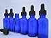 DropperStop™ 1oz Cobalt Blue Glass Dropper Bottles (30mL) with Tapered Glass Droppers - Pack of 6