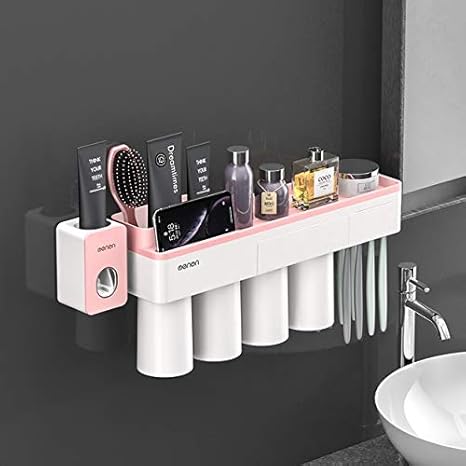 Amazon 歯ブラシスタンド 歯ブラシホルダー 歯磨きコップ ホルダー 歯ブラシ立て 壁掛け 置き型 粘着式 バスルーム 洗面台 多機能収納ケース 家族用 歯ブラシスタンド ホーム キッチン オンライン通販
