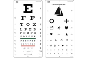 VISIONÄREN Snellen and Kindergarten Wall Eye Chart Size 22 x 11 Inch Combo Pack