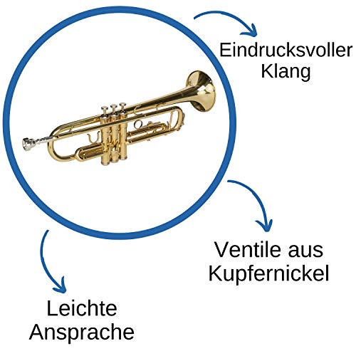 Cascha Trompeten Fuchs Anfänger-Set - Komplettset Mit Bb-Trompete & Zubehör In Gold