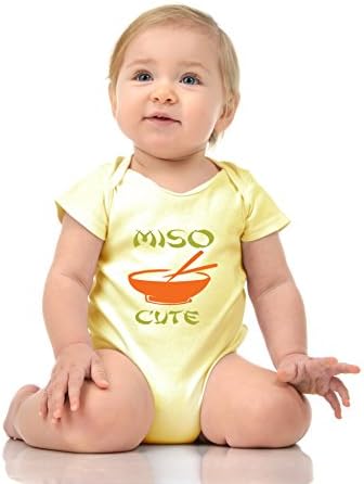 FNB Fashion ME SO Cute - Funny Miso Soup JAPANISE Baby Romper Onesie Unisex Warpped and Protected with A Clear Poly Bag (12-18 Months, Banana)