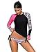 GRAPENT Women Long Sleeves Aztec UPF 50+ Rash Guard Athletic Swim Shirt Swimsuit