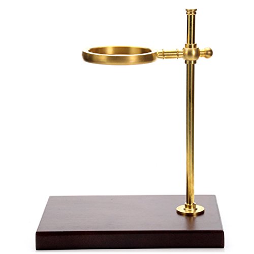 ATK Luxury Copper & Wood Brass Pour Over Coffee Dripper Stand with Wood Base - Heavy-Duty - Adjustable height, Luxury Coffee Maker Tool,Hand-Crafted Brass