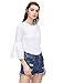 Verdusa Women's 3/4 Bell Sleeve Round Neck Blouse Shirt Top White M