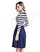 Green Mango Women's Vintage 3/4 Sleeve Navy Style Stripes Evening Party Casual Swing Dress(Navy Blue,S)