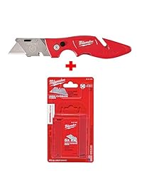 Milwaukee 48 22 1902, cuchillo de utilidad que gira con sistema Fastback y cuchillas de utilidad para uso general 48 22 1950 con despachador (incluye 50 cuchillas)