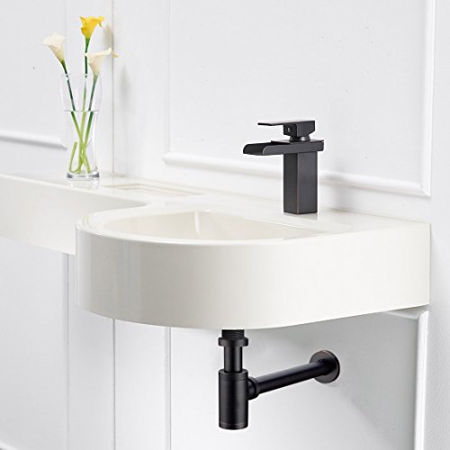 Brass Round Bottle P Trap, Basin Sink Waste Trap Drain Tube Kit Adjustable Height, Oil Rubbed Bronze Finished