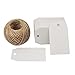 KINGLAKE Gift Tags,100 Pcs White Paper Blank Gift Tags with String for Wedding Favors,Craft Tags with Natural Jute Twine