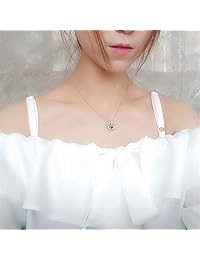 Inf-way I Love You Collar, plata de ley 925, 100 idiomas, diseño de ónix redondo, 1 pieza