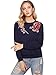 Romwe Women's Loose Long Sleeve Casual Embroidered Floral Sweatshirt Top