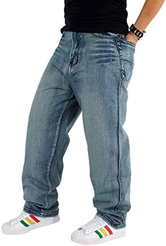 Hanglin Trade Men's Loose Jeans Hip Hop Baggy Denim Pants
